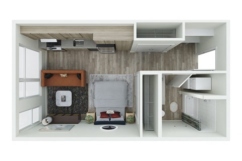 Floor plan for studio, 1 bath, 460 sqft
